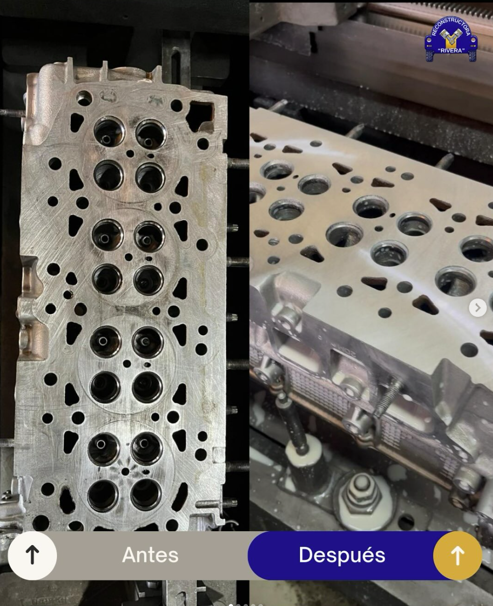 Antes y después · Culata rectificada